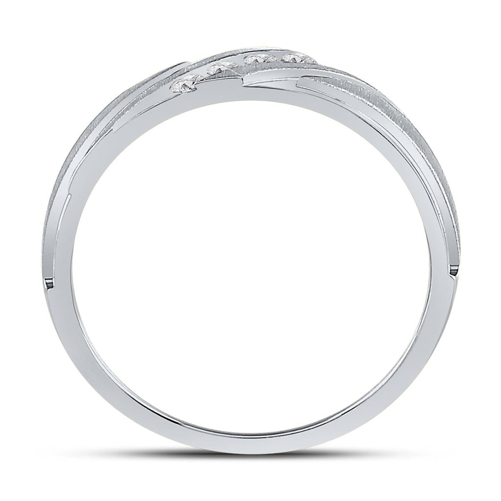 14k White Gold Round Diamond Wedding Band Ring 1/6 Cttw