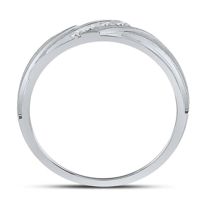 14k White Gold Round Diamond Wedding Channel Set Band Ring 1/6 Cttw