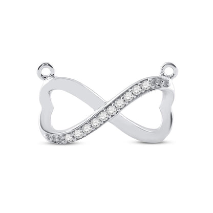 14k White Gold Round Diamond Infinity Pendant Necklace 1/10 Cttw