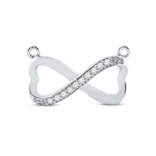 14k White Gold Round Diamond Infinity Pendant Necklace 1/10 Cttw