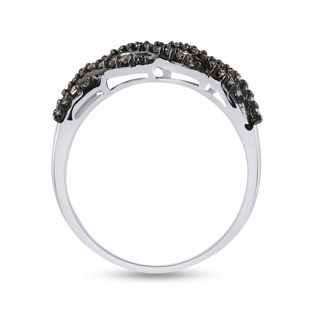 Sterling Silver Round Brown Diamond Band Ring 1/2 Cttw