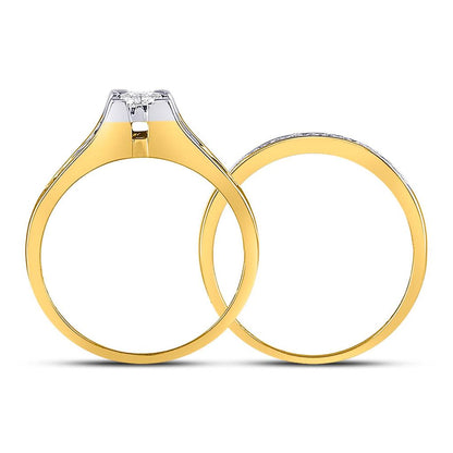 14k Yellow Gold Princess Diamond Bridal Wedding Ring Set 1/2 Cttw