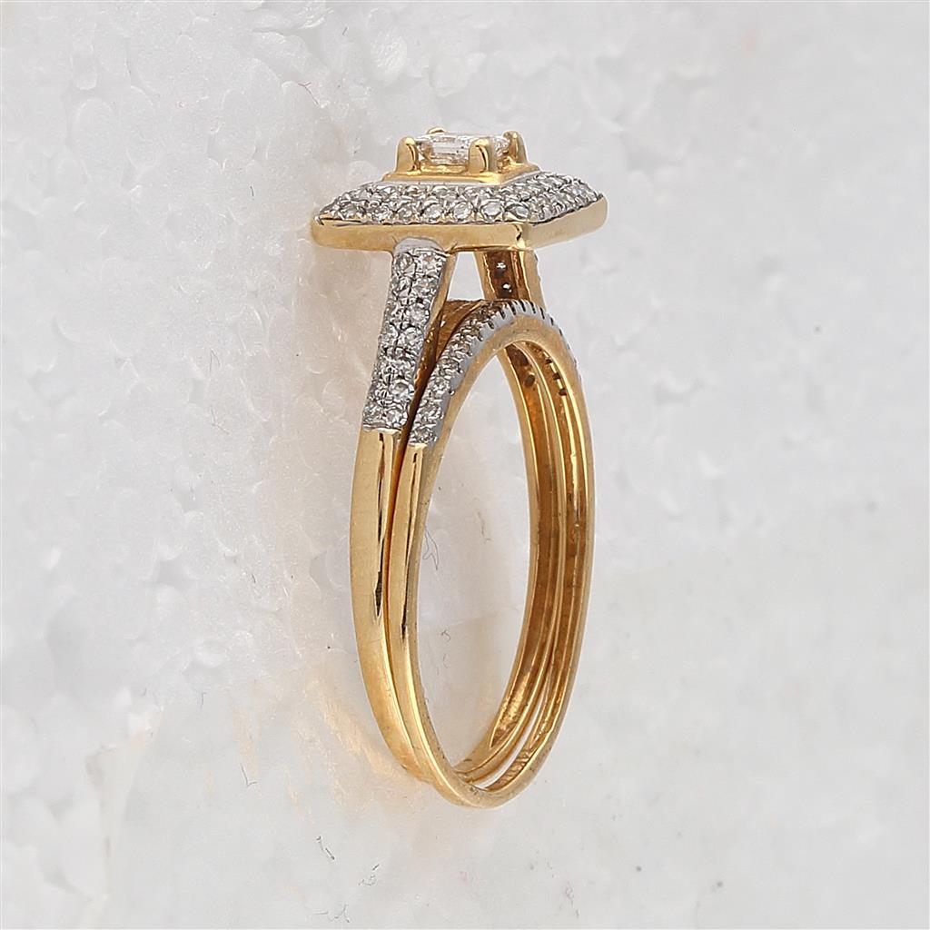 14k Yellow Gold Round Diamond Bridal Wedding Ring Set 1/2 Cttw