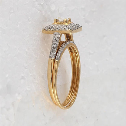 14k Yellow Gold Round Diamond Bridal Wedding Ring Set 1/2 Cttw
