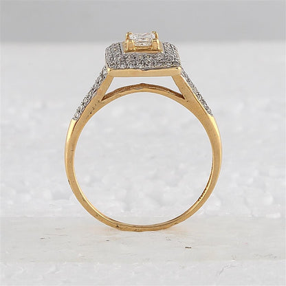14k Yellow Gold Round Diamond Bridal Wedding Ring Set 1/2 Cttw