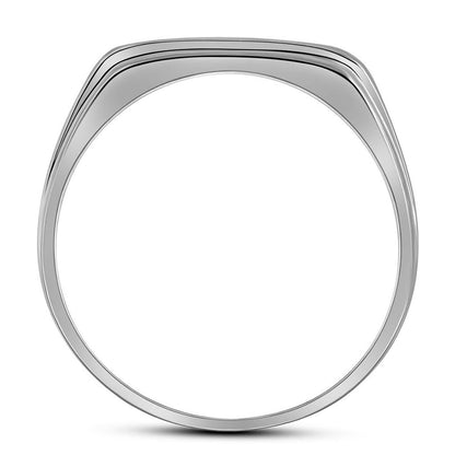 14k White Gold Round Diamond Wedding Band Ring 1/8 Cttw