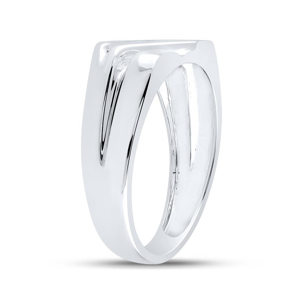 14k White Gold Round Diamond Wedding Band Ring 1/8 Cttw
