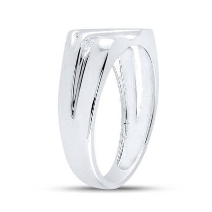 14k White Gold Round Diamond Wedding Band Ring 1/8 Cttw