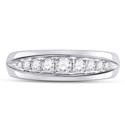 14k White Gold Round Diamond Single Row Band Ring 1/2 Cttw