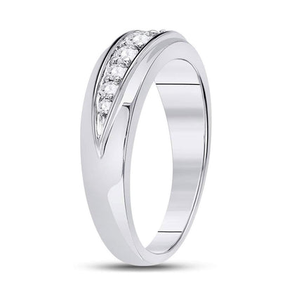 14k White Gold Round Diamond Single Row Band Ring 1/2 Cttw