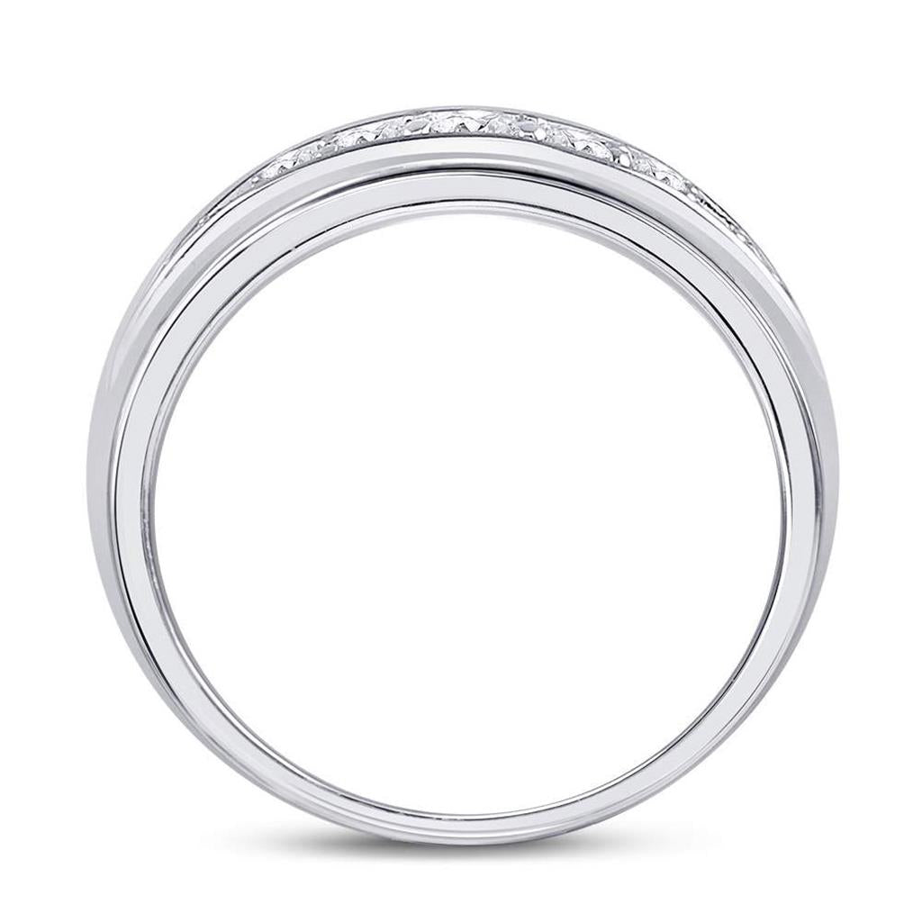 14k White Gold Round Diamond Single Row Band Ring 1/2 Cttw