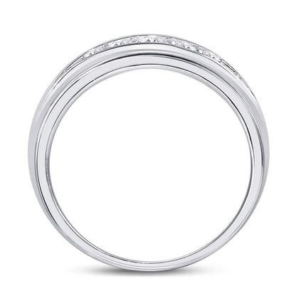 14k White Gold Round Diamond Single Row Band Ring 1/2 Cttw