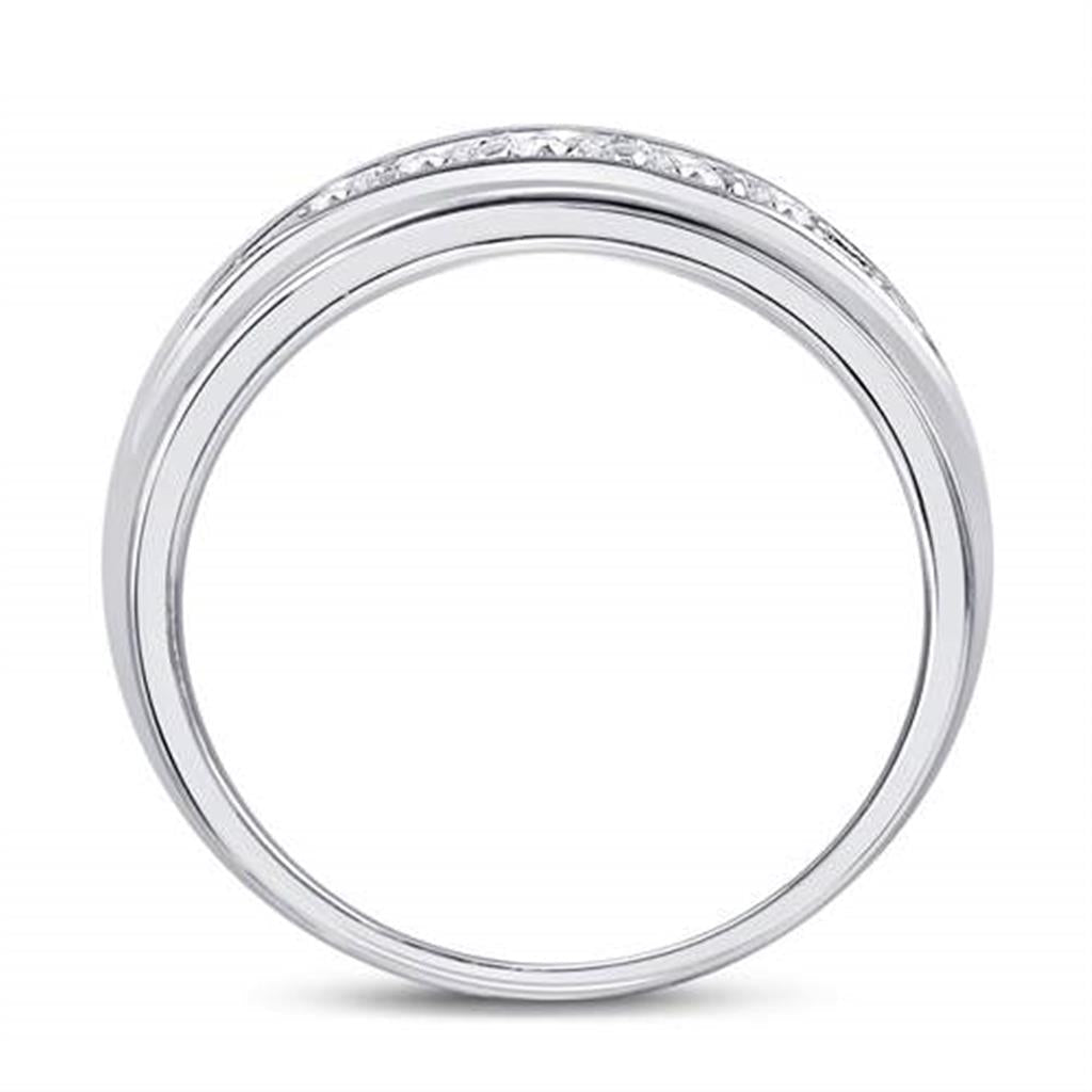 14k White Gold Round Diamond Single Row Band Ring 1/2 Cttw