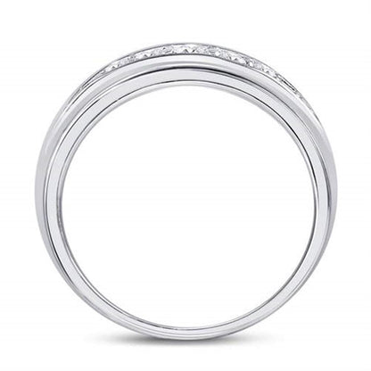 14k White Gold Round Diamond Single Row Band Ring 1/2 Cttw