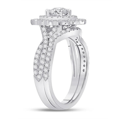 14k White Gold Marquise Diamond Bridal Wedding Ring Set 2 Cttw (Certified)