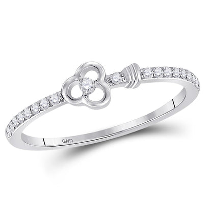 14k White Gold Round Diamond Spade Stackable Band Ring 1/6 Cttw