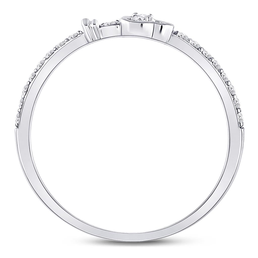 14k White Gold Round Diamond Spade Stackable Band Ring 1/6 Cttw