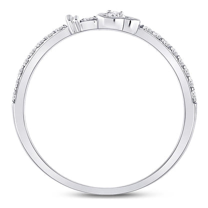 14k White Gold Round Diamond Spade Stackable Band Ring 1/6 Cttw