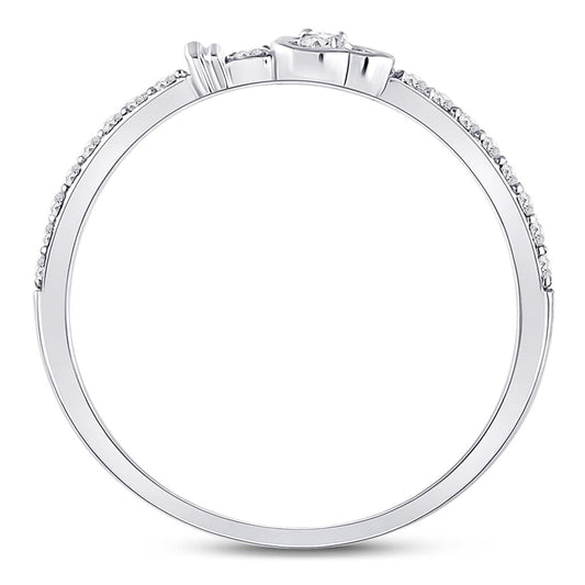 14k White Gold Round Diamond Spade Stackable Band Ring 1/6 Cttw