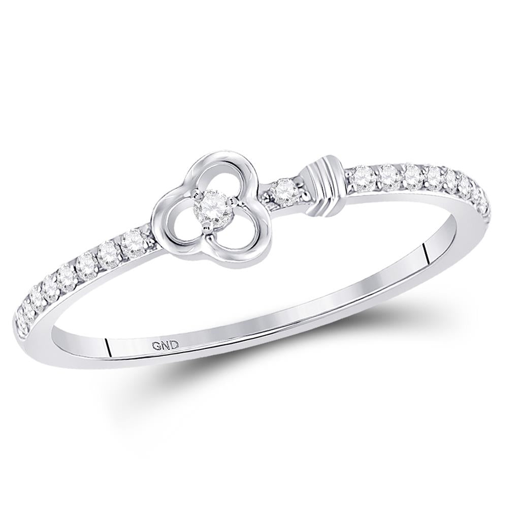 14k White Gold Round Diamond Spade Stackable Band Ring 1/6 Cttw