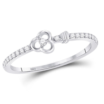 14k White Gold Round Diamond Spade Stackable Band Ring 1/6 Cttw