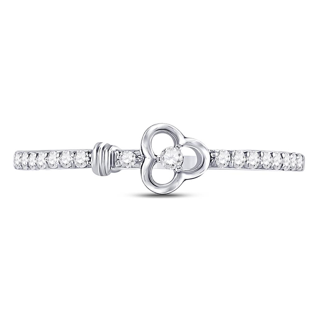 14k White Gold Round Diamond Spade Stackable Band Ring 1/6 Cttw