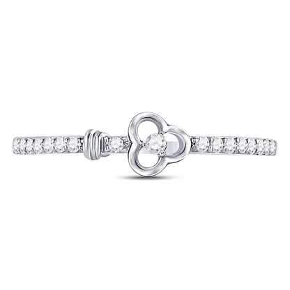 14k White Gold Round Diamond Spade Stackable Band Ring 1/6 Cttw