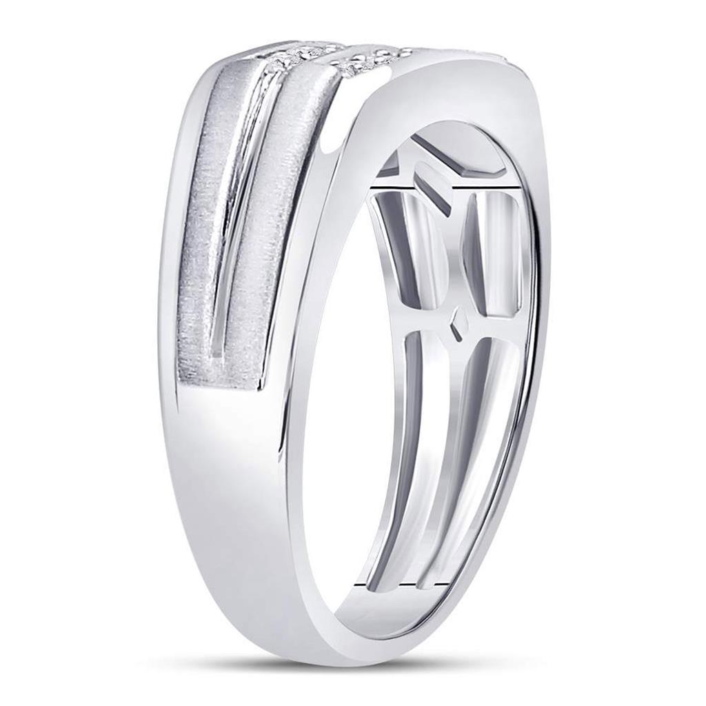 14k White Gold Round Diamond Double Row Wedding Band Ring 1/2 Cttw