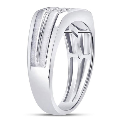 14k White Gold Round Diamond Double Row Wedding Band Ring 1/2 Cttw