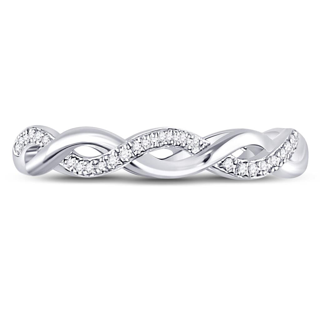 14k White Gold Round Diamond Fashion Braid Band Ring 1/10 Cttw