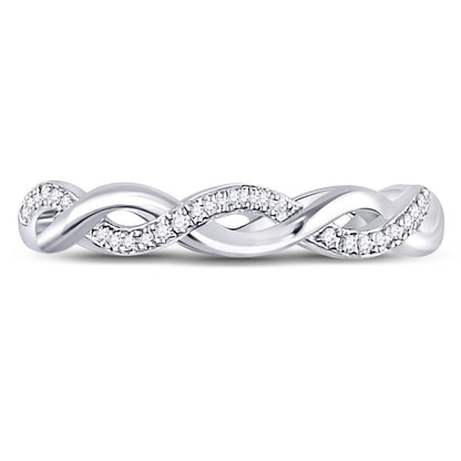 14k White Gold Round Diamond Fashion Braid Band Ring 1/10 Cttw