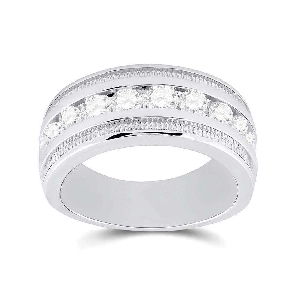 14k White Gold Round Diamond Wedding Band Ring 1-1/2 Cttw