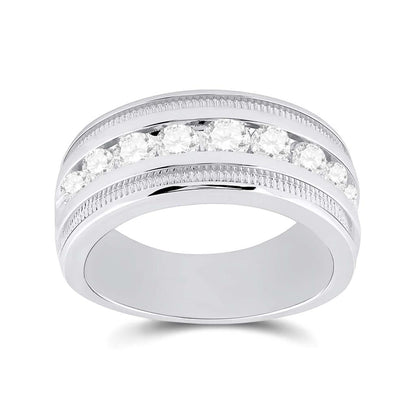 14k White Gold Round Diamond Wedding Band Ring 1-1/2 Cttw