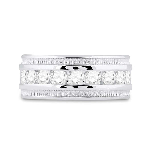 14k White Gold Round Diamond Wedding Band Ring 1-1/2 Cttw