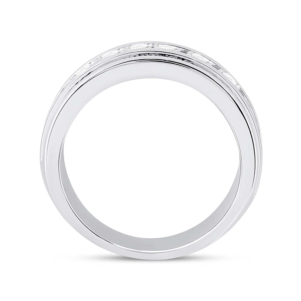 14k White Gold Round Diamond Wedding Band Ring 1-1/2 Cttw