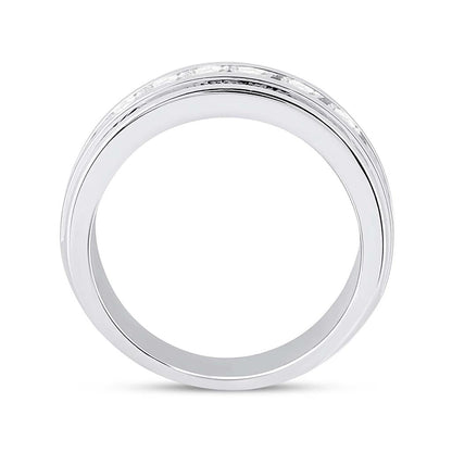 14k White Gold Round Diamond Wedding Band Ring 1-1/2 Cttw