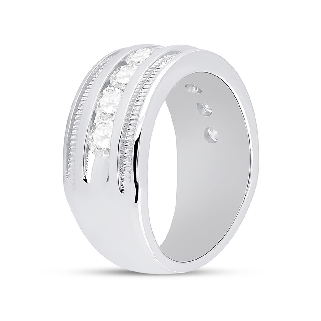 14k White Gold Round Diamond Wedding Band Ring 1-1/2 Cttw