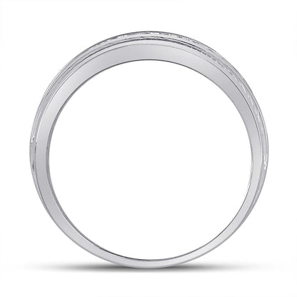 14k White Gold Round Diamond Single Row Fluted Wedding Band Ring 2 Cttw