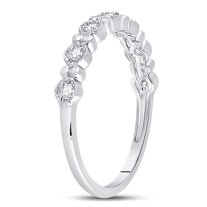 14k White Gold Round Diamond Stackable Band Ring 1/10 Cttw
