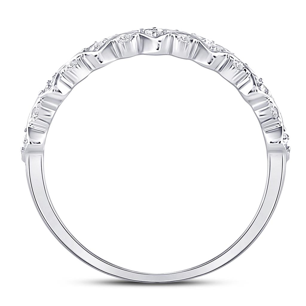 14k White Gold Round Diamond Stackable Band Ring 1/6 Cttw