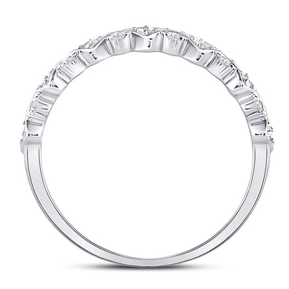 14k White Gold Round Diamond Stackable Band Ring 1/6 Cttw