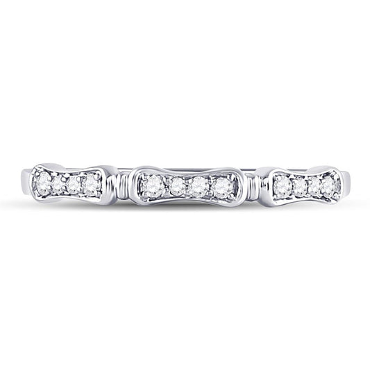 14kt White Gold Round Diamond Stackable Band Ring 1/10 Cttw