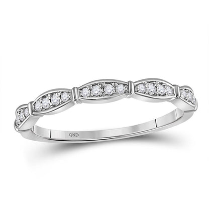 14k White Gold Round Diamond Stackable Band Ring 1/8 Cttw