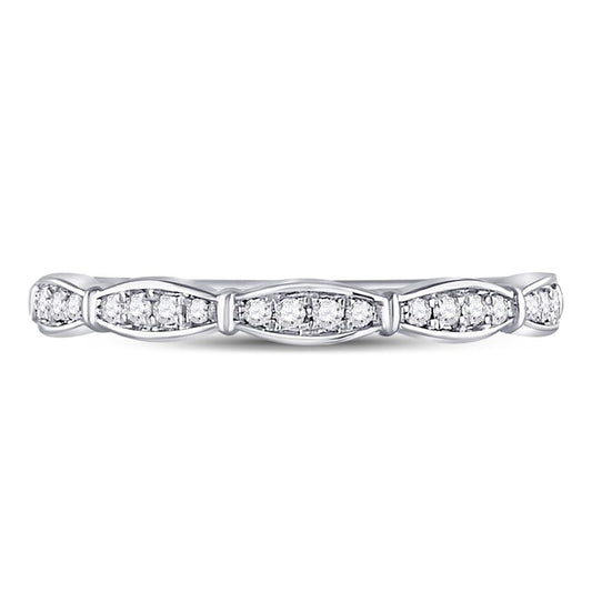 14k White Gold Round Diamond Stackable Band Ring 1/8 Cttw
