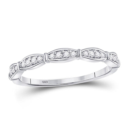 14k White Gold Round Diamond Stackable Band Ring 1/8 Cttw