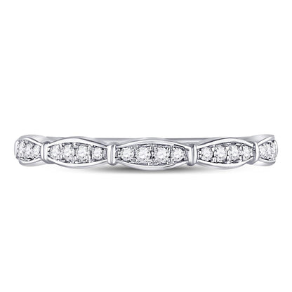 14k White Gold Round Diamond Stackable Band Ring 1/8 Cttw