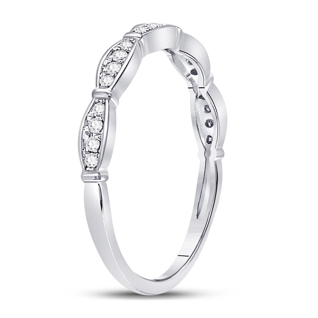 14k White Gold Round Diamond Stackable Band Ring 1/8 Cttw