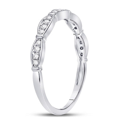 14k White Gold Round Diamond Stackable Band Ring 1/8 Cttw