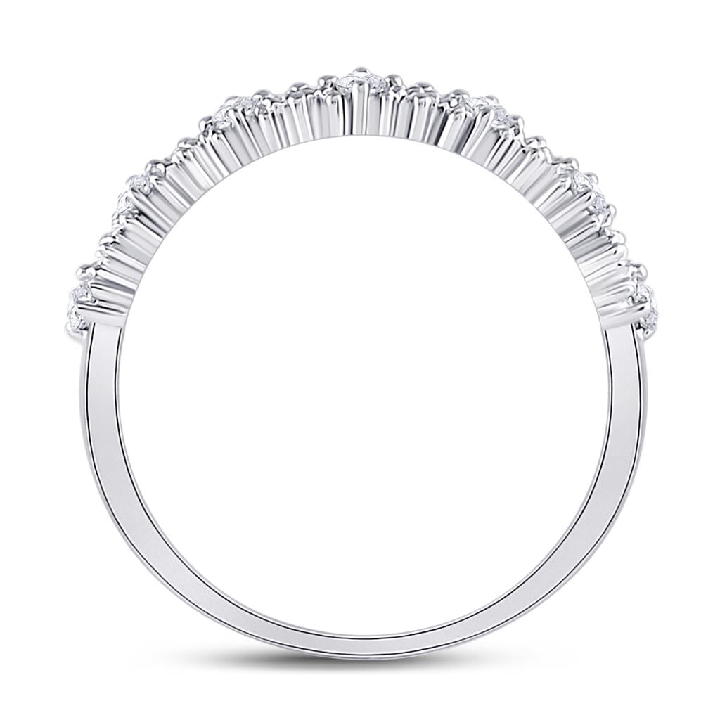 14k White Gold Round Diamond Stackable Band Ring 1/6 Cttw