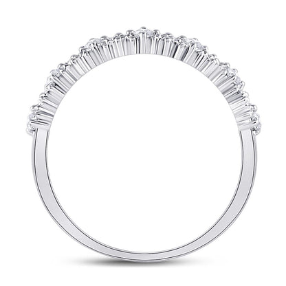 14k White Gold Round Diamond Stackable Band Ring 1/6 Cttw